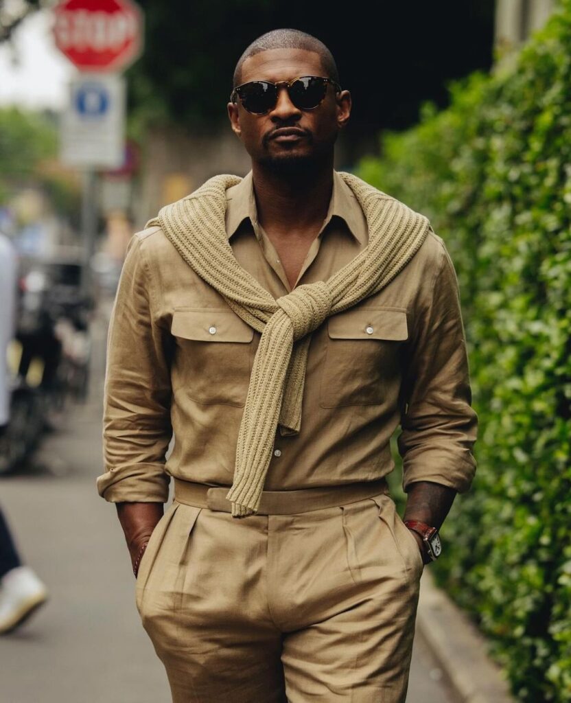 Usher Raymond Dons Ralphs Riviera in Tonal Luxe Linen 2